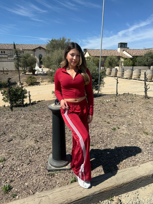 Burgundy Track Pants